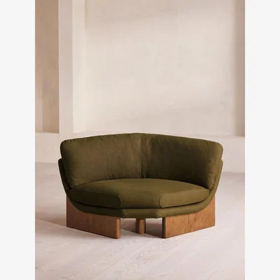 Soho Home Tellis Corner Chair, Linen, Olive, UK