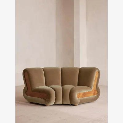 Soho Home Noelle Modular Curved Armchair, Velvet, Truffle, UK