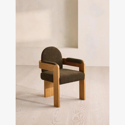 Soho Home Emerson Dining Chair, Linen Chenille, Chocolate, UK