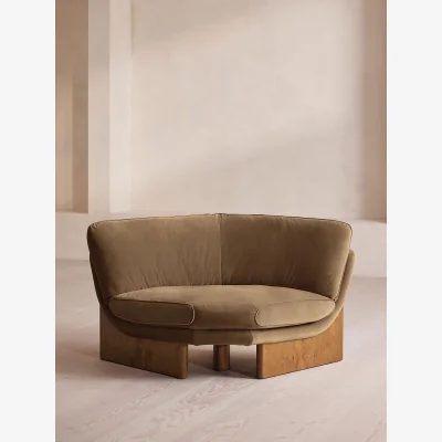 Soho Home Tellis Corner Chair, Velvet, Truffle, UK