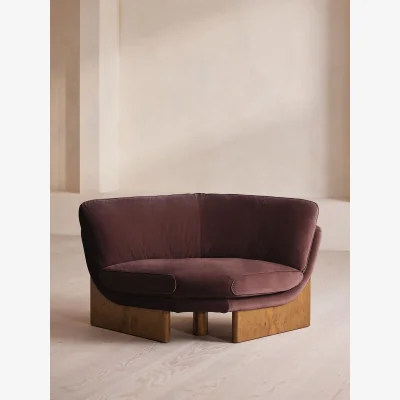 Soho Home Tellis Corner Chair, Velvet, Aubergine, UK