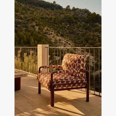 Soho Home Elias Outdoor Armchair, Geometric, Maroon, UK