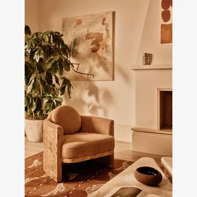 Soho Home Carmen Armchair, Linen Chenille, Sand, UK