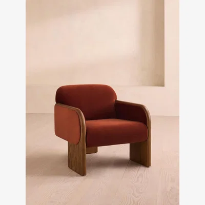 Soho Home Eddie Armchair, Velvet, Rust