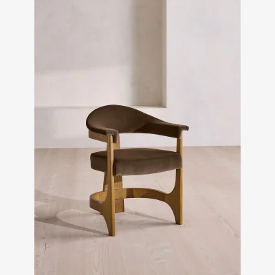 Soho Home Georgina Dining Chair, Velvet, Chocolate, UK