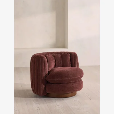 Soho Home Vivienne Armchair, Linen Chenille, Bordeaux, UK