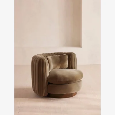 Soho Home Vivienne Armchair, Velvet, Truffle, UK