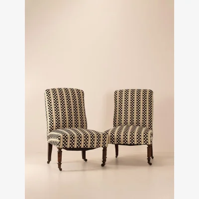 Soho Home Vintage Pair of Side Chairs, Ebonised Wood, France