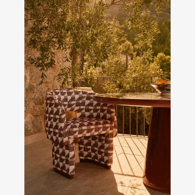 Soho Home Morrell Outdoor Dining Chair, Geometric, Maroon, UK