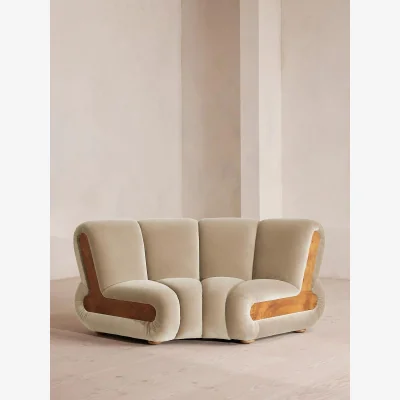 Soho Home Noelle Modular Curved Armchair, Velvet, Oyster, UK