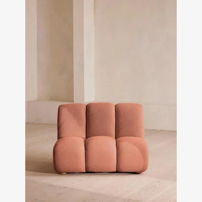 Soho Home Noelle Modular Armchair, Textured Wool Boucle, Coral