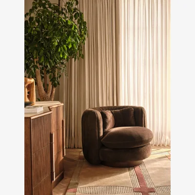 Soho Home Vivienne Armchair, Linen Chenille, Chocolate, UK