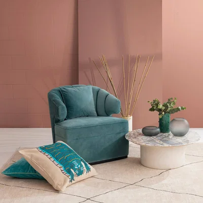 Sazy Forli Velvet Accent Chair, Blue