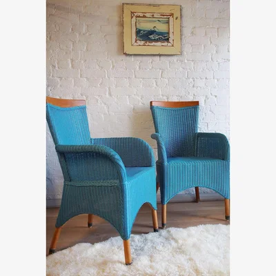 Urban Outfitters Urban Renewal Pair Of Vintage Lloyd Loom Easy Chairs On Teak Frames - Blue 93cm x 58cm x 55cm at Urban Outfitters