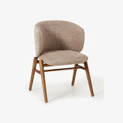 Westwing Upholstered Teddy Bouclé Dining Chair Kris