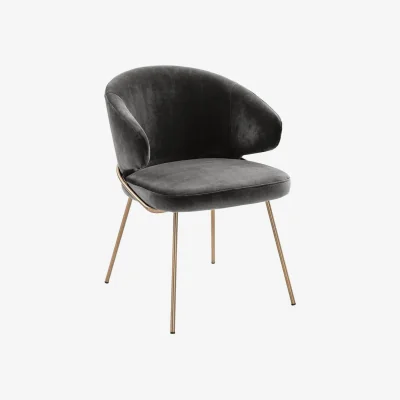 Westwing Velvet Dining Chair Kinley with Armrest