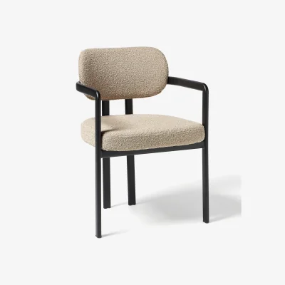 Westwing Bouclé Dining Chair Adrien with Armrests