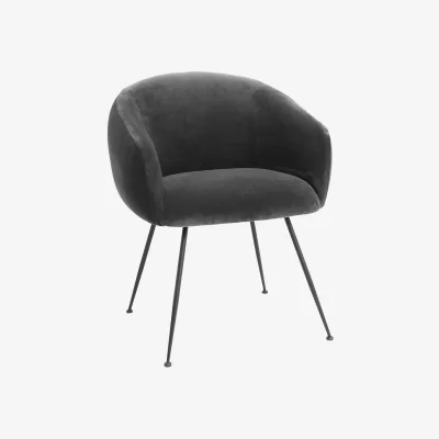 Westwing Velvet Dining Chair Elbury with Armrests