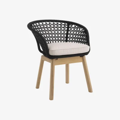 Westwing Teak Wood Garden Dining Chair Trinity with Armrests