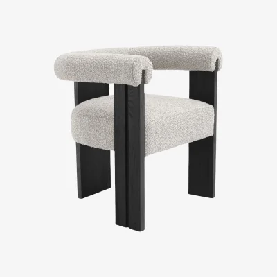 Westwing Bouclé Dining Chair Percy with Armrests