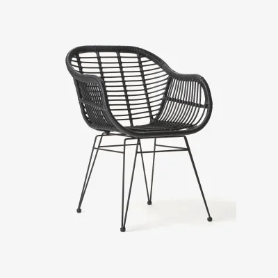 Westwing Polyrattan Dining Dining Chairs Costa with Armrests, Set of 2