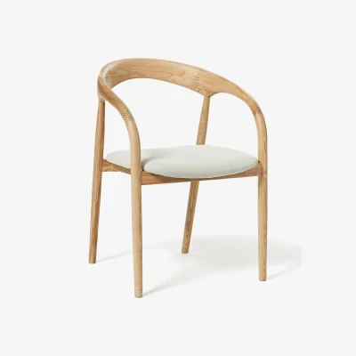 Westwing Ash Wood Dining Chair Camille with Seat Cushion