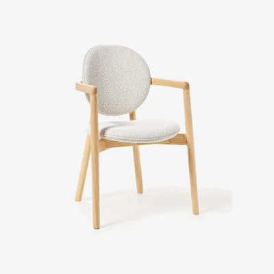 Westwing Wooden Dining Chair Maia with Bouclé Upholstery