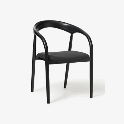 Westwing Ash Wood Dining Chair Camille with Seat Cushion