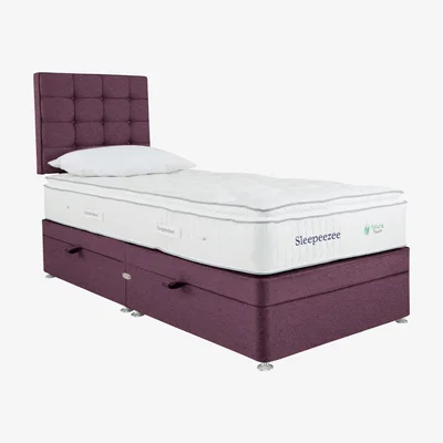 Furniture Village Sleepeezee - Natural Touch 2000 Pillowtop Side Ottoman Divan Set - Single - Purple