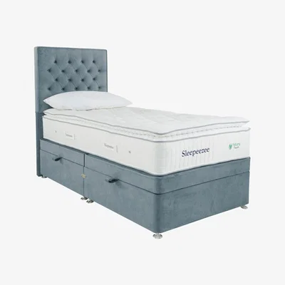 Furniture Village Sleepeezee - Natural Touch 3000 Pillowtop Side Ottoman Divan Set - Single - Blue