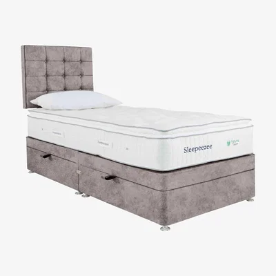 Furniture Village Sleepeezee - Natural Touch 2000 Pillowtop Side Ottoman Divan Set - Single - Daytona Silver