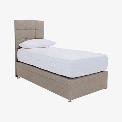 Furniture Village Firm Sleep 1500 Power Ottoman Divan Set - Single - Natural Tweed