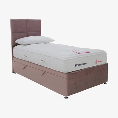 Furniture Village Sleepeezee - Jessica Side Ottoman Divan Set - Single - Pink