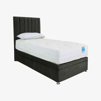 Furniture Village Sleep Story - Deluxe Firm Power Ottoman Divan Set - Single - Iron Tweed