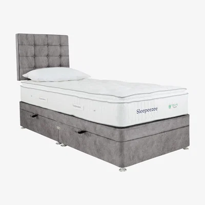 Furniture Village Sleepeezee - Natural Touch 2000 Pillowtop Side Ottoman Divan Set - Single - Grey