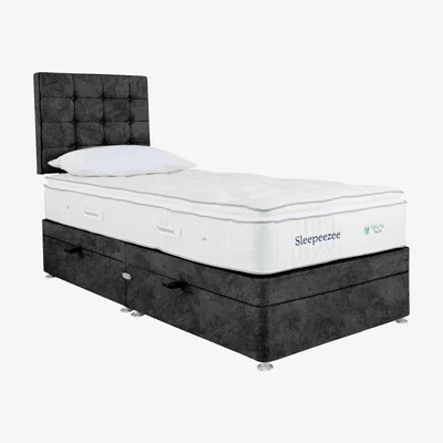 Furniture Village Sleepeezee - Natural Touch 2000 Pillowtop Side Ottoman Divan Set - Single - Daytona Coal