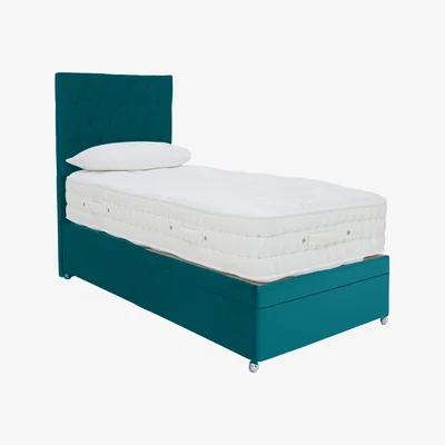 Furniture Village Sleep Story - Natural 4000 Side Ottoman Divan Set - Single - Teal