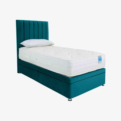 Furniture Village Sleep Story - Deluxe Firm Power Ottoman Divan Set - Single - Plush Atlantic