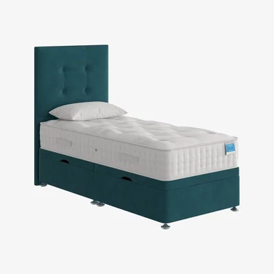 Furniture Village Sleep Story - Firm Sleep 1500 Side Ottoman Divan Set - Small Single - Teal