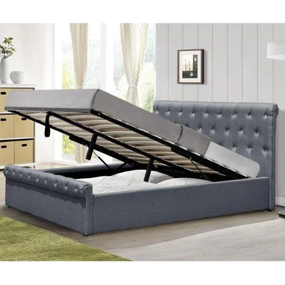 The Range Crushed Velvet Diamante Sleigh Ottoman Bed Frame - Single