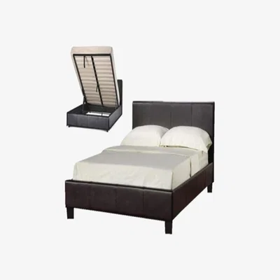 The Range Chocolate Faux Leather Storage Ottoman Bed - Single