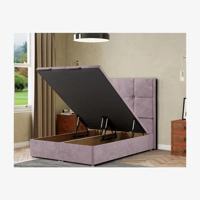 The Range Jacob Ottoman Bed Floor Standing Headboard Matching Buttons Plush - Blush / Single