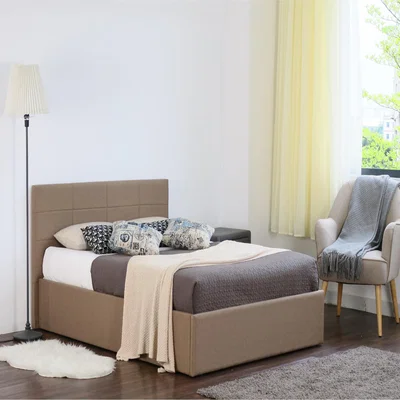 The Range Mocha Fabric Gas Lift Ottoman Bed - Single