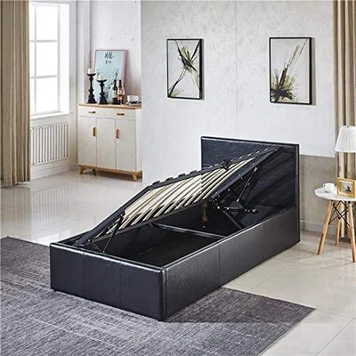 The Range Kosy Koala Single Side Lift Leather Ottoman Bed - Black