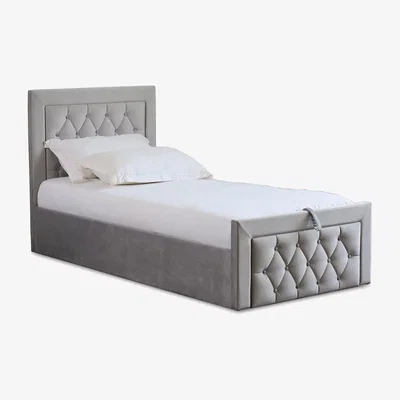 The Range Mia Ottoman Bed - Single - Under Mattress Storage Space - Grey - Sleek & Stylish With Brushed Velvet Design