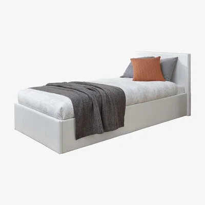 The Range End Lift Ottoman Bed   - White PU / Single