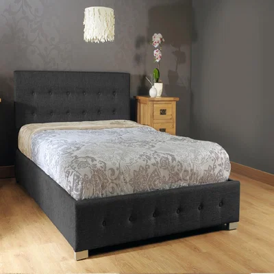 The Range Black Fabric Ottoman Storage Gaslift Bedframe - Single