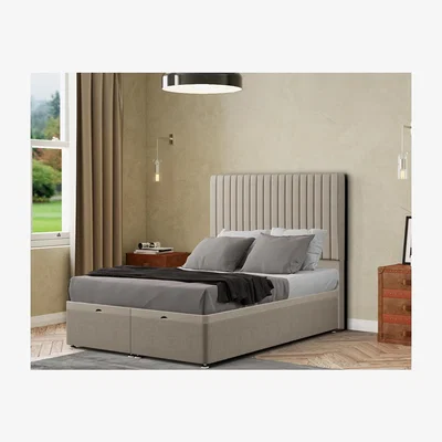 The Range Maryland Ottoman Bed Floor Standing Headboard  Malham Weave - Cream / Single