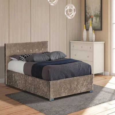 The Range Truffle Crushed Velvet Ottoman Storage Gaslift Bedframe - Single