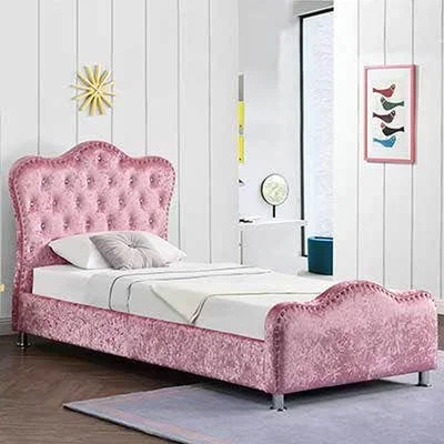 The Range Windsor Princess Pink Crushed Velvet Bed Frame With Under-Bed Storage - Pink